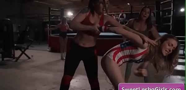  Sporty lesbian babes Cadence Lux, Kenna James eating and fingering juicy pussy on the wrestling ring